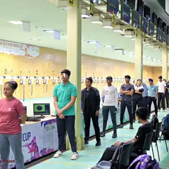 A wide view of one of our larger ranges during a championship event. We have the infrastructure to host major competitions and train a large number of athletes simultaneously.
