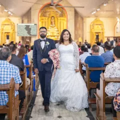 The walk down the aisle as husband and wife. I position myself to capture this iconic moment, with the church's architecture and all your guests creating a perfect frame.