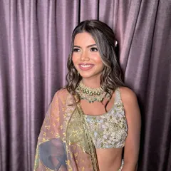 Love is in the air, and so is the glow. For Anushka's Roka ceremony, I created a fresh, youthful look with soft, shimmery eyes and a natural pink lip.
