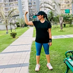 A client showing her strength and confidence.