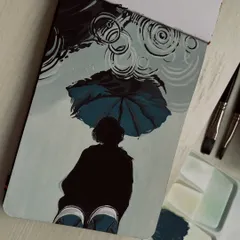 Another version of the rainy day gouache painting.