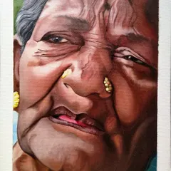 This 12"x16" commission was painted with acrylics on a stretched canvas. The goal was to create a hyper-realistic portrait that felt authentic, paying close attention to the deep wrinkles and expressive features.