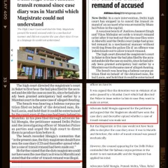 A collage of newspaper articles covering a significant win in a Habeas Corpus petition. The Delhi High Court cancelled a transit remand order because the magistrate could not have understood the case diary, which was written in Marathi. This case underscores the importance of procedural fairness in our legal system.