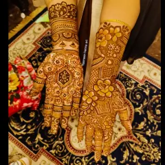 A little mehndi, a little magic, and a lot of love. This is a beautiful example of a party henna design, which is intricate but doesn't provide full coverage like a bridal design.