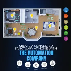 This floor plan visualizes a connected home sanctuary. It shows how our system can manage lighting and temperature in different zones, all controlled from a central interface for optimal comfort and efficiency.