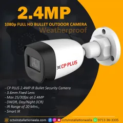 For outdoor use, I recommend weatherproof bullet cameras like this 2.4MP model from CP Plus. It is built to withstand Delhi's heat, dust, and rain, and its 20-meter IR range ensures your property is monitored even in complete darkness.