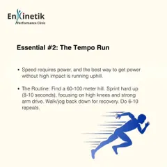 The Tempo Run is a key workout for building speed. This involves running at a "comfortably hard" effort to increase your lactate threshold, training your body to clear metabolic waste and delay fatigue.