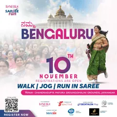 This poster for the Taneira Saree Run in Bengaluru announces the new, rain proof date. Event management often requires adaptability. We had to postpone due to weather, but our communication and rescheduling process ensured that the community's excitement remained high for the new date.