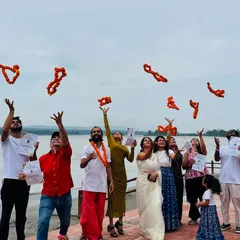 The journey of 200 or 300 hours culminates in this moment of joy and accomplishment. Here, our newly certified teachers celebrate their graduation by the Ganga in Rishikesh. This is more than a certificate; it is the beginning of a new path.