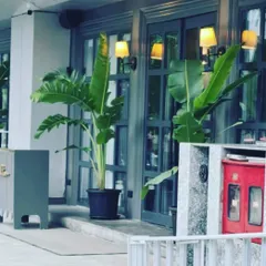 The entrance is the first impression. These gorgeous Traveller's Palms create a welcoming and sophisticated entryway for this restaurant, inviting guests in with a touch of tropical elegance.