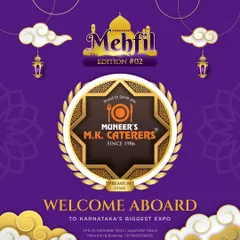 We were thrilled to announce our participation as a premium stall at Mehfil Edition 02, Karnataka's biggest expo. Being invited to such prestigious events is a testament to our long-standing reputation for quality and service in the catering industry since 1986.