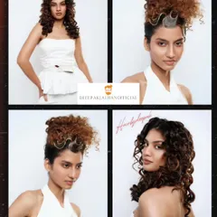 This collage shows the versatility of curly hair. From free-flowing and voluminous to a sculpted, high-texture updo, we celebrated natural texture with a high-fashion edge.