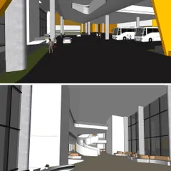 Early-stage massing models for the MCA Pune project. These simple 3D studies help us explore the building's form and its primary spaces, like the entrance lobby and parking levels.