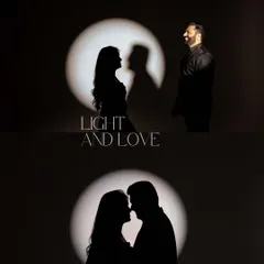 A creative silhouette portrait of a couple in the studio. I use dramatic lighting techniques like this to create artistic and modern images that focus purely on your connection and form.