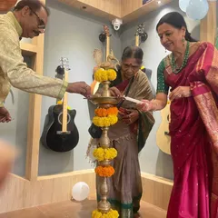 Lighting the lamp at the inauguration of the RAGA music store in Vidyaranyapura, Bangalore. Supporting my students as they build their own careers in music is incredibly fulfilling.
