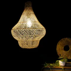 This gourd-shaped pendant, with its voluptuous curves, gives off a warm, contained light. It’s a perfect piece for creating an intimate and grounded atmosphere in a room.