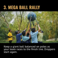 In Mega Ball Rally, your team balances a giant ball on poles while racing to the finish line. If you drop it, you start again. No pressure.