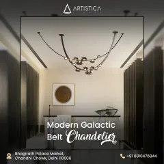 I designed the Modern Galactic Belt Chandelier as a piece of celestial art for your home. Its futuristic, flowing design brings a unique and sophisticated touch to contemporary interiors, making it a true conversation starter.