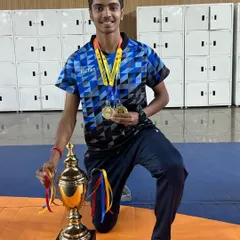 Celebrating a monumental achievement. We congratulate our player K J Akash on winning double gold medals at the All India School Games. This is a testament to his hard work and the high-performance training we provide.