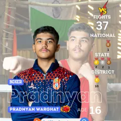 Pradnyan Warghat, a national bronze medalist at just 16. With 37 fights and 10 district golds, he is a prime example of our youth program's success.
