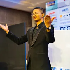 On stage is where I feel most alive. This was at a corporate conference, where I used a blend of magic and storytelling to engage the audience. My goal is always to deliver a message and create an experience, not just perform a trick.