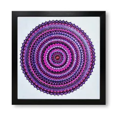 My "Magenta State of Mind" mandala, framed and ready to hang. This large 2x2 feet piece is a meditation in shades of pink and purple.