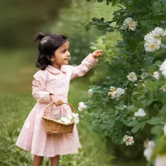 Discovering the beauty of nature. I love watching children explore during our outdoor shoots. This moment of a little girl reaching out to touch a flower is so simple and pure.