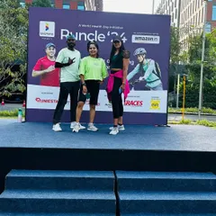On stage at the Runcle'24 World Health Day event, a corporate initiative with Amazon. It's an honor to partner with companies that prioritize the health of their employees.
