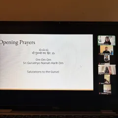 A glimpse into our online sangha during opening prayers. We begin each session by setting an intention and honoring the lineage of teachers, creating a sacred space for our practice even when we are physically apart.