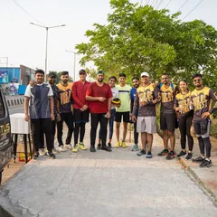 The cycling group posing for a photo after a rewarding ride. These events are about building community and celebrating fitness milestones together.