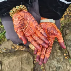 This is the Day 1 stain from my bridal blend cones. The color starts as a vibrant orange and will darken significantly over the next 24 to 48 hours, which is a sign of pure, chemical-free henna.