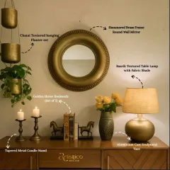 I believe every corner of your home should tell a story. Here, I've styled a console with some of my favourite pieces: golden horse bookends, a textured aluminium vase, and a baarik shade lamp to create a warm, inviting nook. It’s these little details that make a house feel like a home.