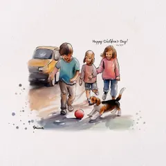 Sometimes our pets are part of our most cherished childhood memories. This piece shows how I can include beloved animals in family portraits and narrative scenes, adding an extra layer of warmth and nostalgia.