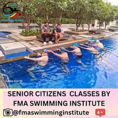 Our coaches work closely with senior swimmers to teach a full range of skills. This group is learning everything from water aerobics to the four major swim strokes: freestyle, breaststroke, backstroke, and butterfly.