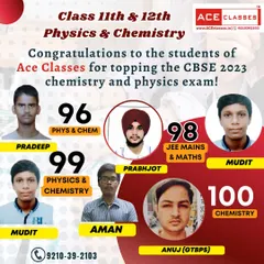 Celebrating the top performers from our Class 11th and 12th CBSE batches. Our students have achieved remarkable scores, including a perfect 100 in Chemistry and 99 in Physics.