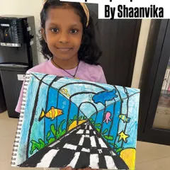 Shaanvika did an amazing job with this one-point perspective drawing. In our classes, we break down complex concepts like perspective to make them easy and fun for kids to understand and apply.