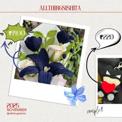 I love putting together unique color combinations. This bouquet features striking navy blue lilies and tulips paired with delicate white roses, all wrapped and ready for gifting. The little Batman keychain was a custom add-on!