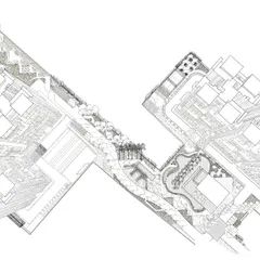 What can landscape do beyond the expected? This intricate conceptual sketch explores the potential of an urban landscape, weaving together pathways, buildings, and green spaces into a complex and interconnected system.