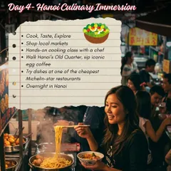Day 4 of our Vietnam culinary trip is an immersion in Hanoi. We'll shop at local markets, take a hands-on cooking class, and try dishes at one of the cheapest Michelin-star restaurants.