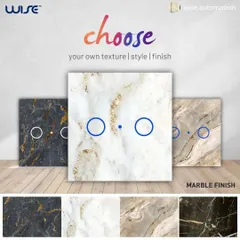For a truly luxurious feel, we offer smart switches with a marble finish. You have the freedom to choose your own texture, style, and finish to create a switch panel that is a piece of art in itself.