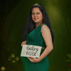 We have a variety of fun props, like this "Baby Inside" sign, to add a playful touch to your photos.