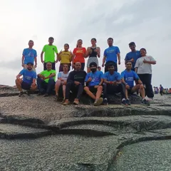The crew taking a well deserved break at the top after some tough hill repeats at Lalbagh. The view and the sense of accomplishment make the climb worth it every time.