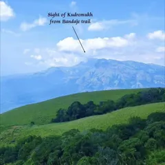 A clear day on the Bandaje trek offers this stunning sight of the Kudremukha peak in the distance.