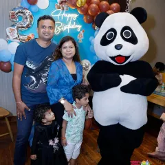 A perfect family portrait with our panda mascot. We make sure there are plenty of opportunities for photos so you can capture the joy of your child's special day.