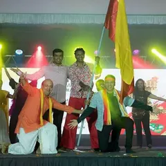 The grand finale of a Kannada Rajyotsava celebration I choreographed. We had 75 performers of all ages on one stage, united by dance. This photo captures the pride and scale of our community event performance.