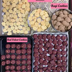 A cookie for every craving. Here are my freshly baked Red Velvet Cookies, Sweet & Salt Butter Cookies, and healthy Ragi Cookies, all made from scratch in my kitchen.
