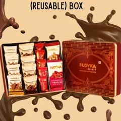 Indulge your clients with the Loyka Select Regal Tin. This reusable box is filled with a premium assortment of almond brittles and trail mixes.