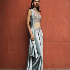 A glimpse into my festive lookbook, this modern silver sari look is all about making a statement while feeling comfortable. I help clients find unique pieces from homegrown labels that break the mold of traditional festive wear.