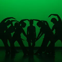 A beautiful silhouette captured during our annual student showcase, SparkLights. This image of our dancers forming a heart shape represents the unity, artistry, and community spirit that we foster in all our events.