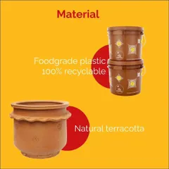 Our composters are made from two main materials. Our Khambas use natural, breathable terracotta that potters have used for centuries, while our Gobble and Chomp series use durable, 100% recyclable food grade plastic.